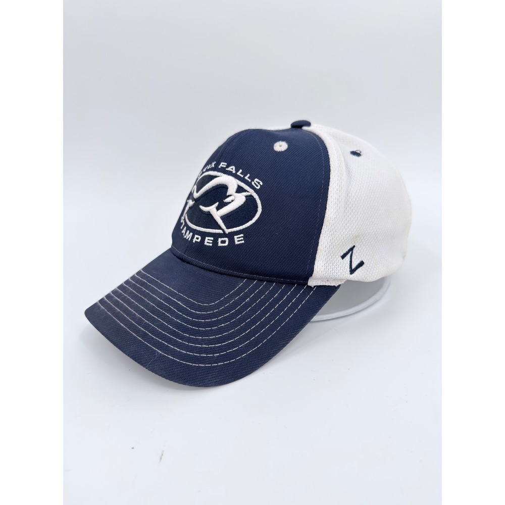 Zephyr Sioux Falls Stampede Hat Hockey Y2K Men Size Small Navy Blue White Fitted
